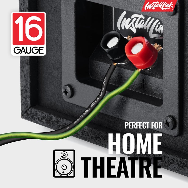 Install Link 16 AWG Gauge Speaker Wire Cable (30 Feet) Stereo, Car or Home Theater, CCA - Image 2